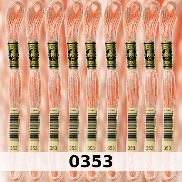 DMC Six Strand Embroidery Floss Columns 1, 2, and 3 on DMC chart