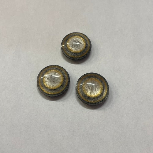 Plastic grey/gold buttons 24mm (1")